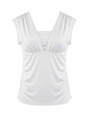 Tail womens White V-Neck Cap Sleeve Top golf shirt size L